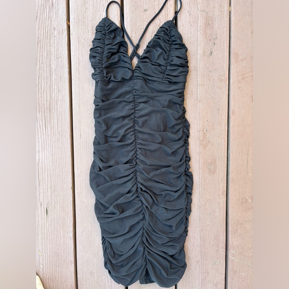 Lulus Flaunt it That Way Black Ruched Bodycon Mini Dress